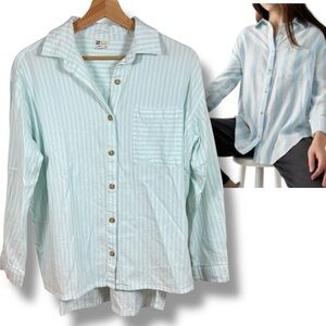 BILLABONG 'Sail Away' Blue/White Cotton Blend Casual Button-Down Shirt
